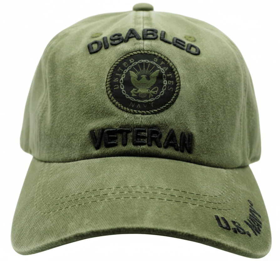 Disabled Navy Veteran Subdue Green Cap 0094 - Military Caps Warehouse