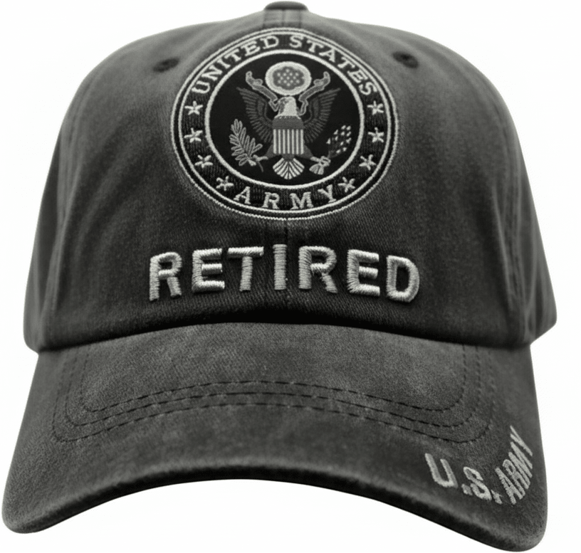 U.S Army Retired Subdue Black Cap 0073 - Military Caps Warehouse