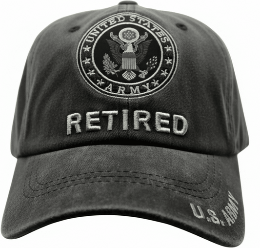 U.S Army Retired Subdue Black Cap 0073 - Military Caps Warehouse